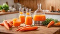 Fresh carrot juice kitchen drink ingredient vitamin tasty superfood product breakfast refreshing delicious concept vintage