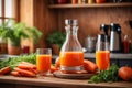 Fresh carrot juice kitchen drink ripe detox tasty carotene superfood product breakfast refreshing delicious concept vintage