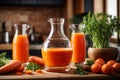 Fresh carrot juice kitchen drink ripe detox tasty raw superfood product breakfast refreshing delicious concept vintage