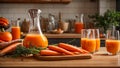 Fresh carrot juice kitchen drink ripe detox tasty superfood product breakfast refreshing delicious concept vintage