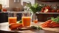 Fresh carrot juice kitchen drink natural product breakfast refreshing delicious vintage