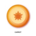 Fresh Carrot slice in paper cut style on white background. Orange Organic Vegetable. Healthe food.