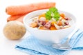 Fresh carrot stew with smoked pork Royalty Free Stock Photo