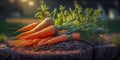 Fresh Carrots Harvested in vegetable garden