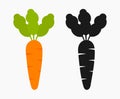 Fresh carrots with leaves icons