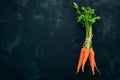 Fresh carrots. Organic food. On a black background.