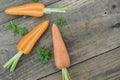 Fresh carrots and sliced on wooden table, decorate Royalty Free Stock Photo