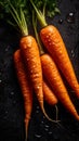 Fresh Carrots Top View Background Concept With Visible Drops Of Water - Generative AI