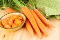 Fresh Carrots on wooden background Royalty Free Stock Photo