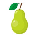 Fresh cartoon green pear fruit isolated on white background. Whole tasty organic fruit. Vector illustration for any design Royalty Free Stock Photo