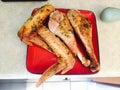 Fresh Carved Roasted Turkey Legs and Wings, Traditional Home Cooking