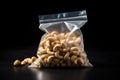 Fresh Cashew Nuts In Bag On White Background. Generative AI