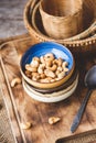 Fresh Cashew nuts on the dark background