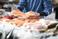 Fresh fish presentated by the fishdealer Royalty Free Stock Photo