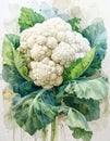 Fresh Cauliflower with Green Leaves Closeup Royalty Free Stock Photo