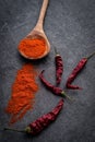 Fresh cayenne powder made from dried red cayenne peppers