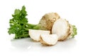 Fresh celeriac root with slice isolated Royalty Free Stock Photo