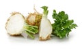 Fresh celeriac root with slice isolated Royalty Free Stock Photo