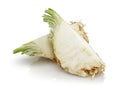 Fresh celeriac slices isolated on white Royalty Free Stock Photo