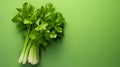 fresh celery on color background with copy space