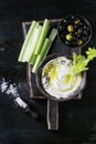 Fresh celery with yogurt dip Royalty Free Stock Photo