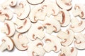 Fresh champignon mushrooms isolated on white background. top view Royalty Free Stock Photo