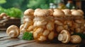 fresh champignon mushrooms in jar