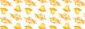 Fresh chanterelles or girolles mushrooms Cantharellus cibarius pattern.Banner.