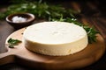 Fresh Cheese on Rustic Wooden Background. AI Generated