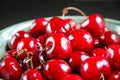 Fresh cherries in a bowl Royalty Free Stock Photo