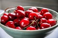 Fresh cherries in a bowl Royalty Free Stock Photo