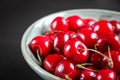 Fresh cherries in a bowl Royalty Free Stock Photo