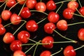 Fresh cherries isolated on black background Royalty Free Stock Photo