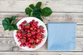 Fresh cherries and red ripe strawberries on a white plate Royalty Free Stock Photo