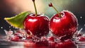 Fresh cherries with water drops on a dark background Royalty Free Stock Photo