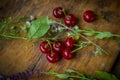 Fresh cherries on a wooden trencher