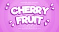 Fresh Cherry fruit editable text effect template Royalty Free Stock Photo