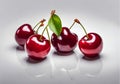 Fresh cherry fruit, on white table bakcground. Royalty Free Stock Photo