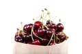 Fresh cherry fruit in a paper bag. Royalty Free Stock Photo