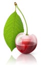 Transparent cherry with juice Royalty Free Stock Photo