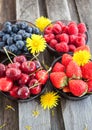 Fresh cherry, strawberry, blueberry and raspberry Royalty Free Stock Photo