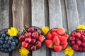 Fresh cherry, strawberry, blueberry and raspberry Royalty Free Stock Photo