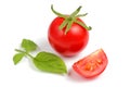 Fresh cherry tomato and slice isolate on a white background, close-up Royalty Free Stock Photo