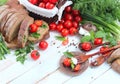 Fresh cherry tomatoes and mozzarella