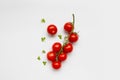 Fresh cherry tomatoes with water drop isolated on a white background, top view, flat lay Royalty Free Stock Photo