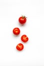 Fresh cherry tomatoes with water drop isolated on a white background, top view, flat lay Royalty Free Stock Photo