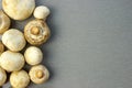 Fresh chestnut mushrooms on the table, copy space