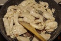 Fresh chicken cooked in a white sauce