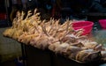 Fresh chicken on counter in wet market Royalty Free Stock Photo