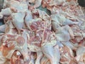 Fresh chicken on display in a meat market counter Royalty Free Stock Photo